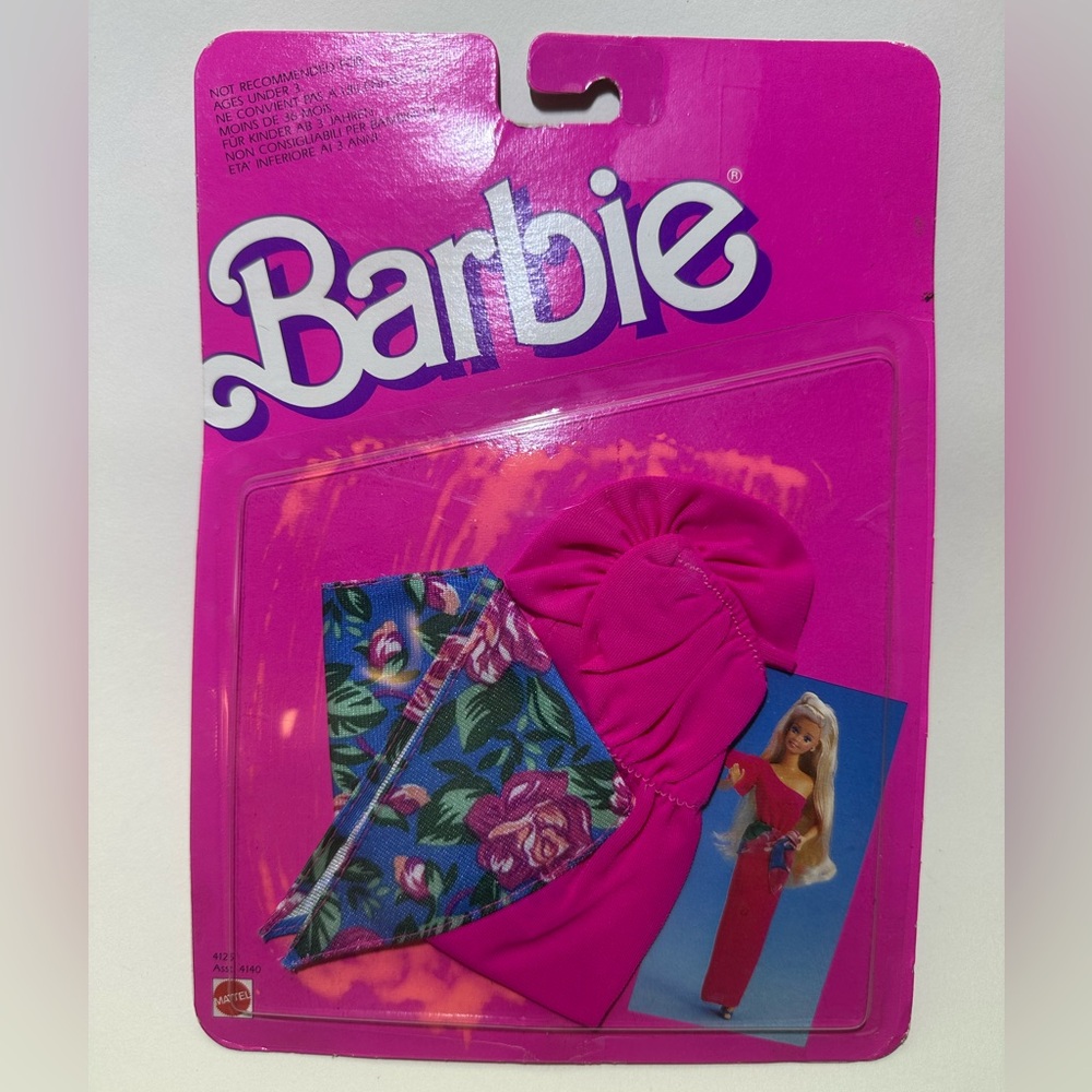 Vintage 1987 Barbie Pretty Choices Fashion #4125 Dress w/ Floral Wrap NWT